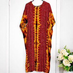 African Dera Kaftan Dress Tie Dye One Size Multi Color